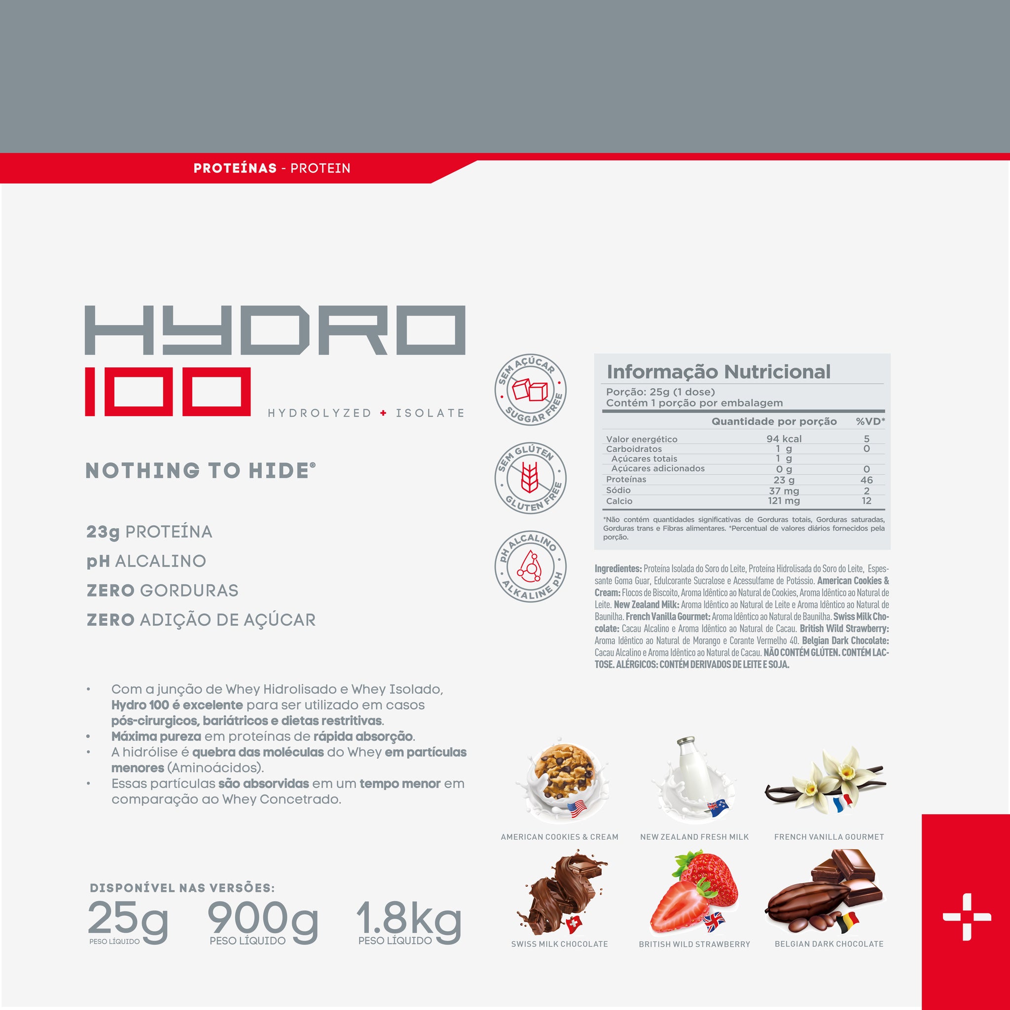 Hydro 100 Whey Hidrolisado 900g - Chocolate Belga