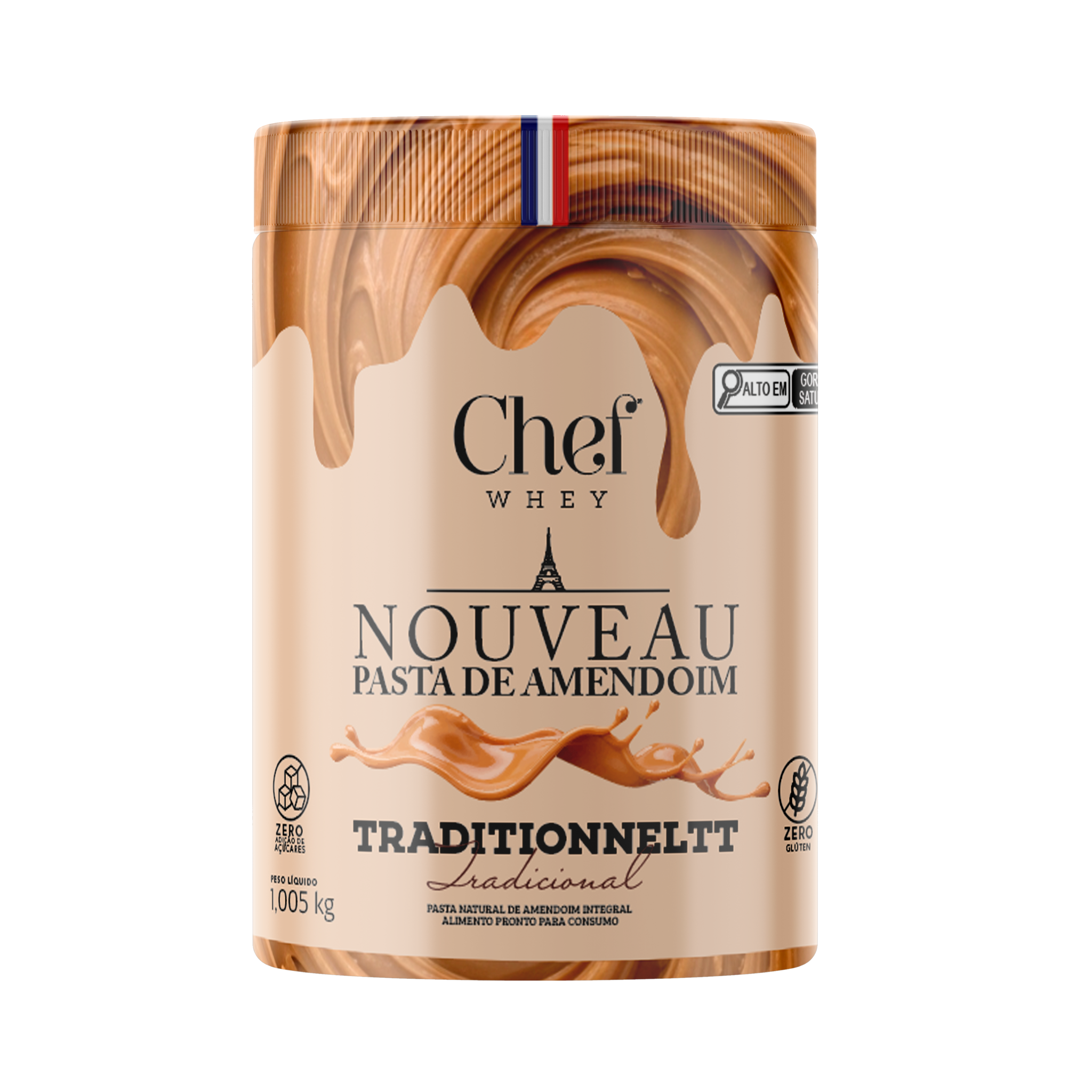 Pote de 1.005kg da Pasta de Amendoim Tradicional e cremosa da Chef Whey