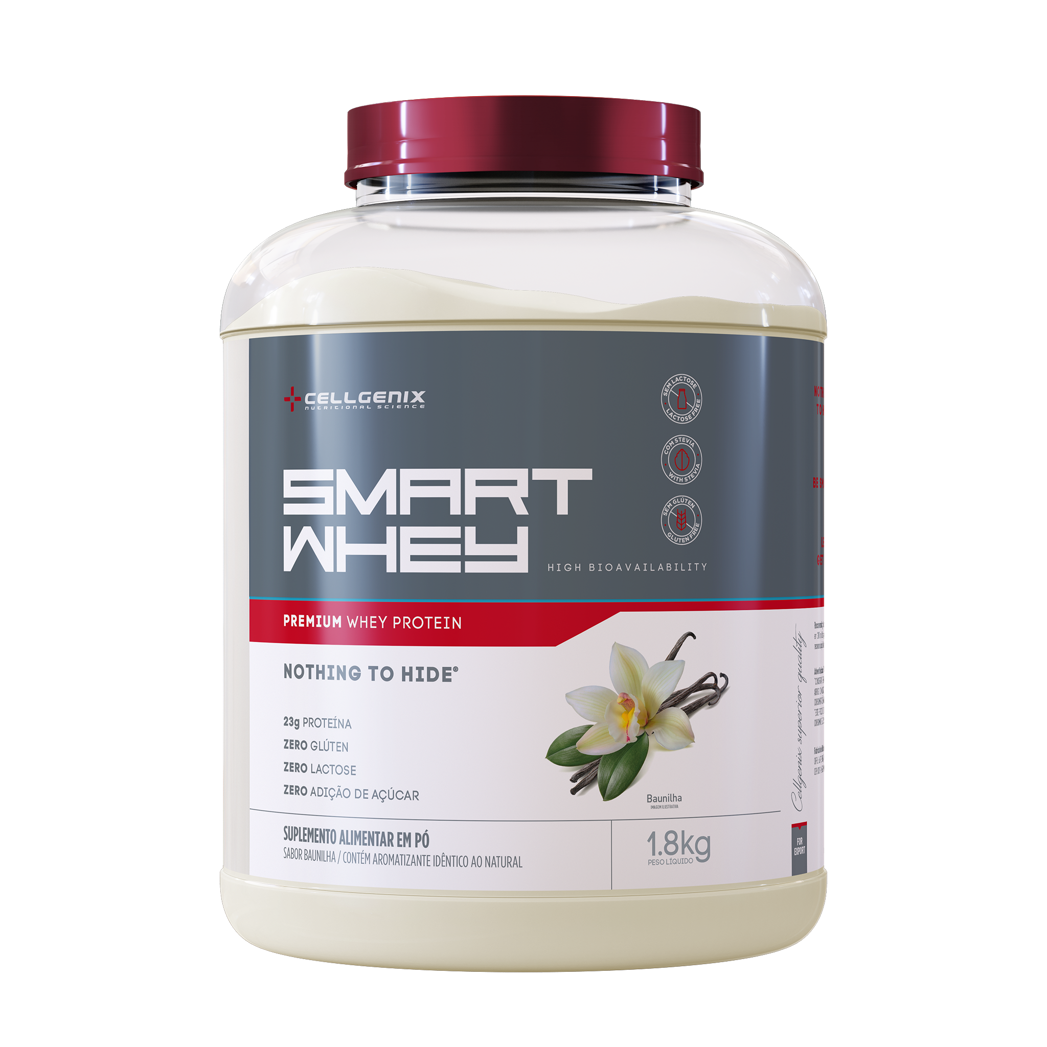 Pote de 1.8kg do Smart Whey Zero Lactose sabor Triple Baunilha