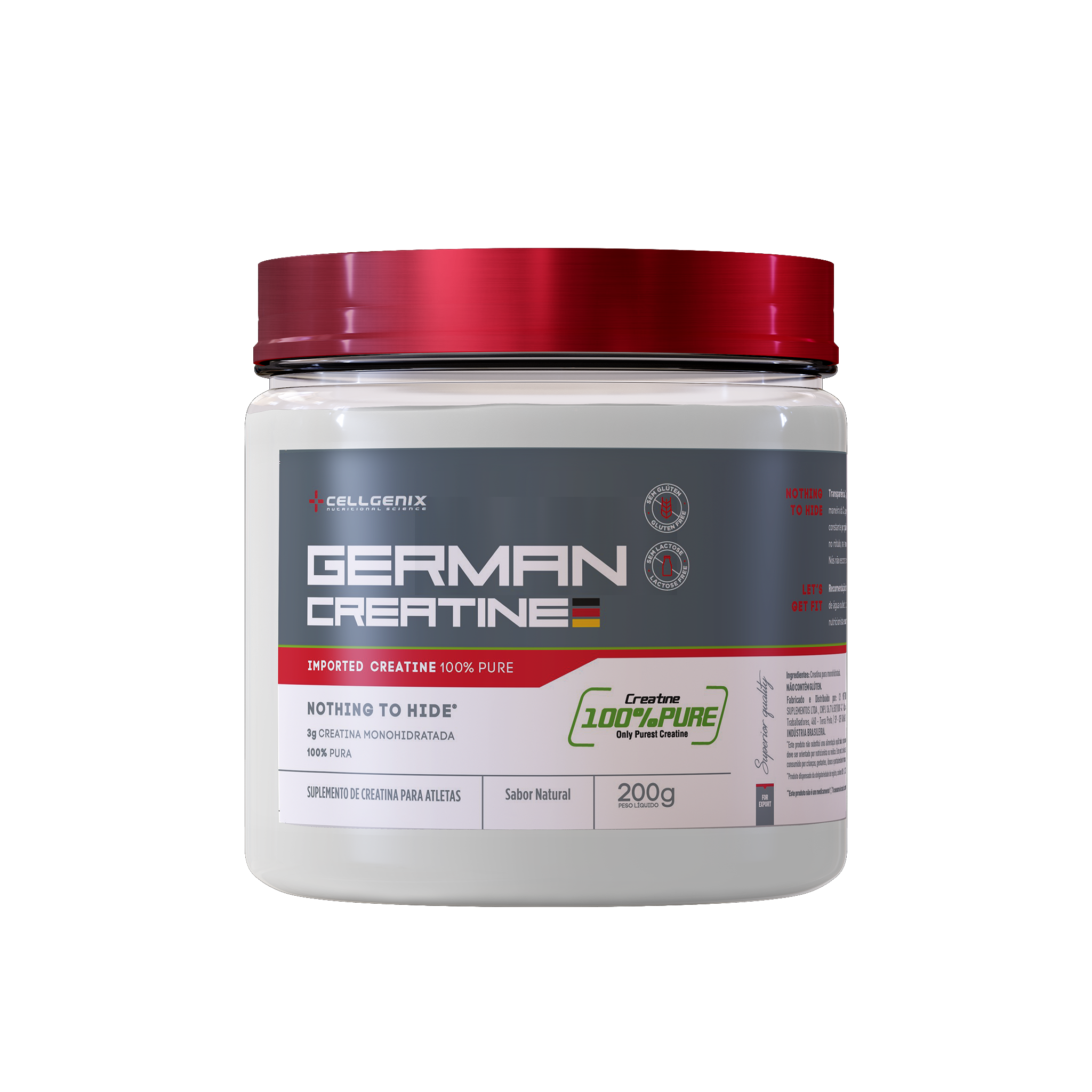 Pote de German Creatine com o selo Creapure® em destaque