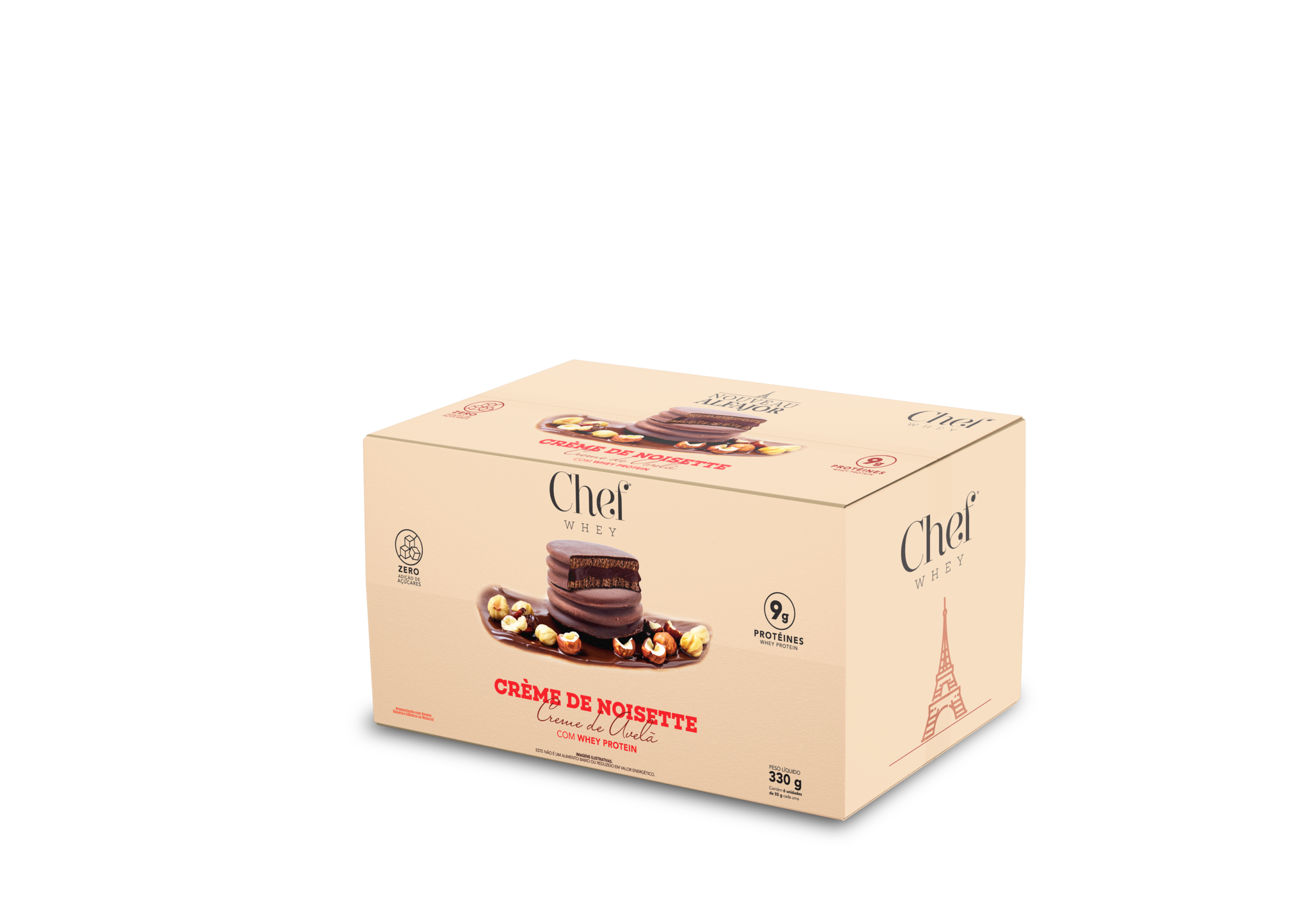 Snack Alfajor Proteico Chef Whey -  Creme de Avelã (Display 6un)