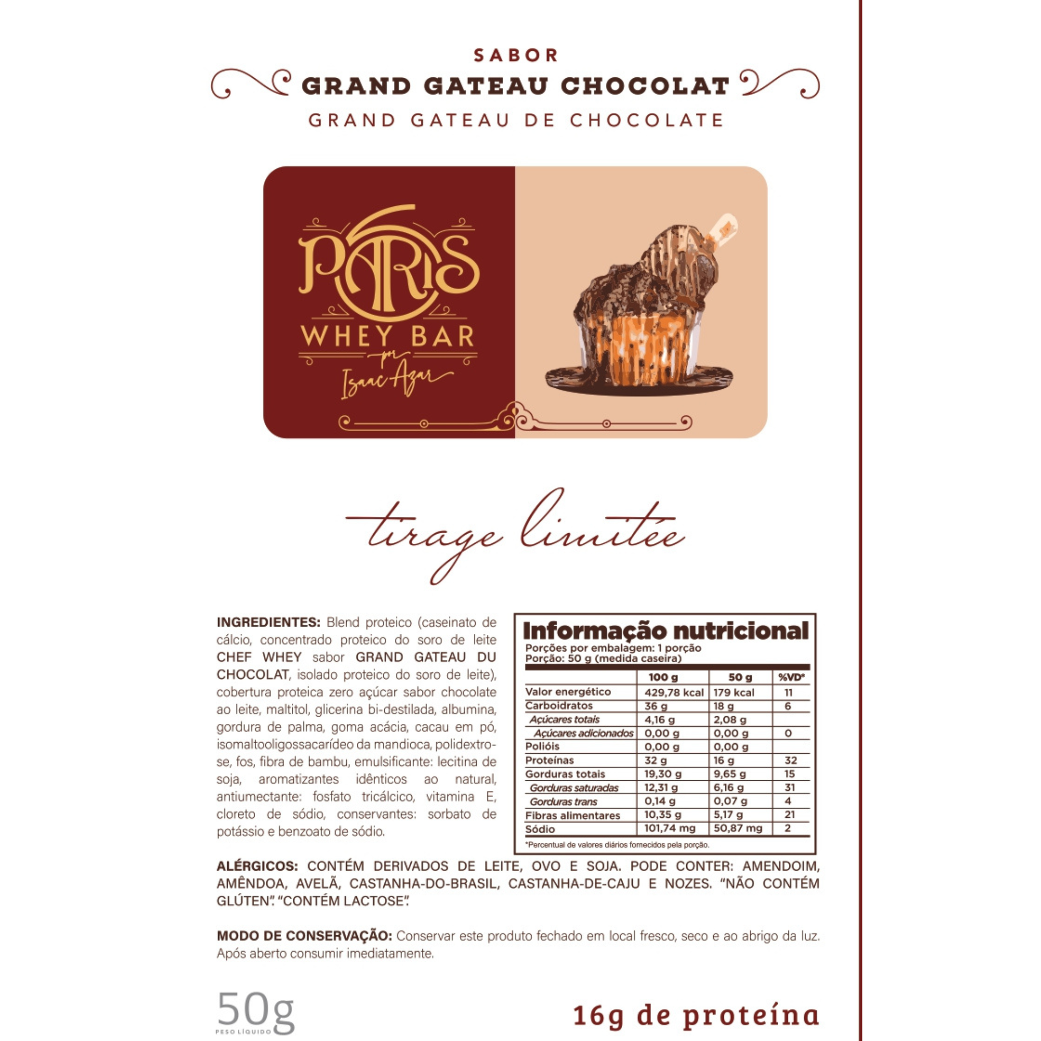 Tabela nutricional da barra