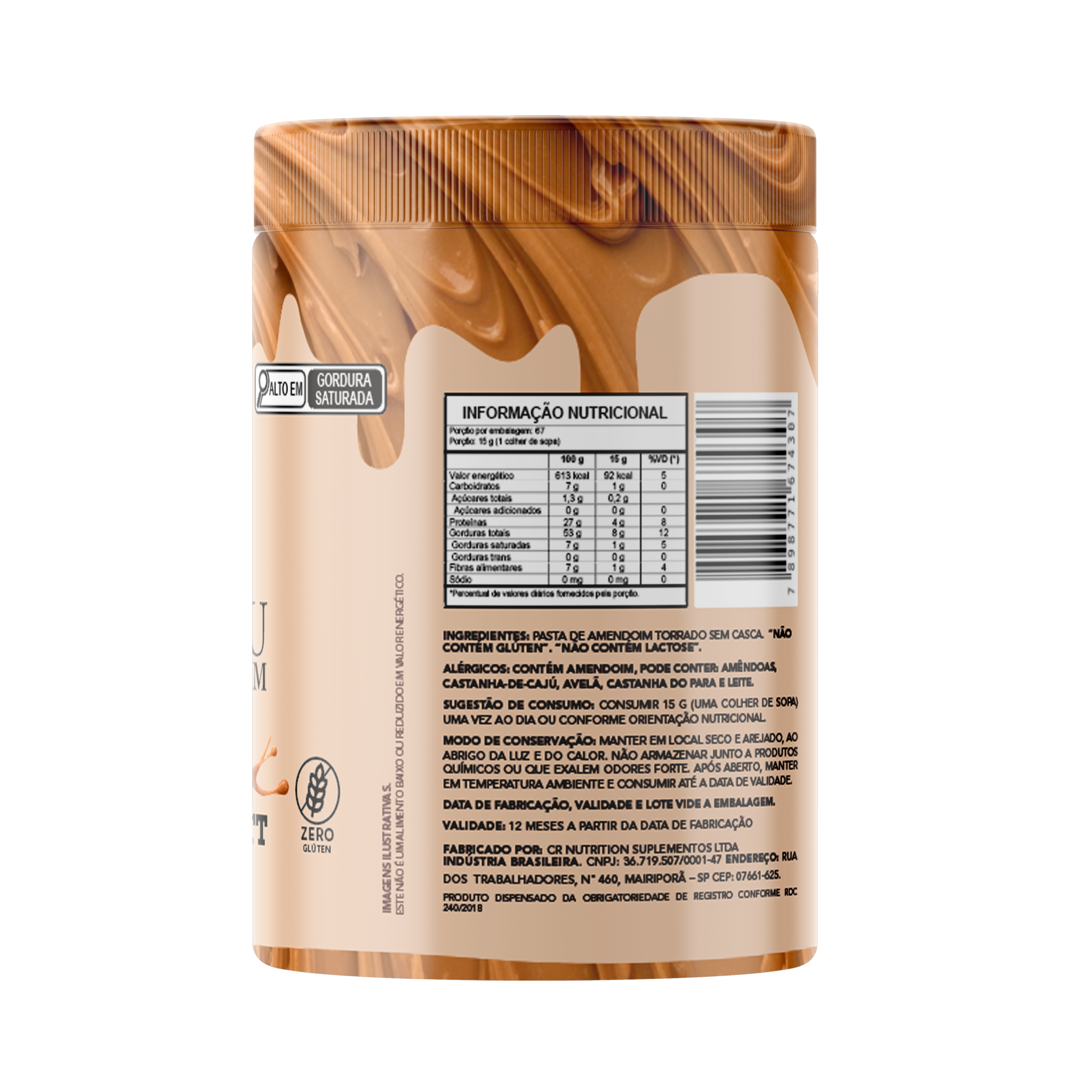 verso Pasta de Amendoim Tradicional e cremosa da Chef Whey